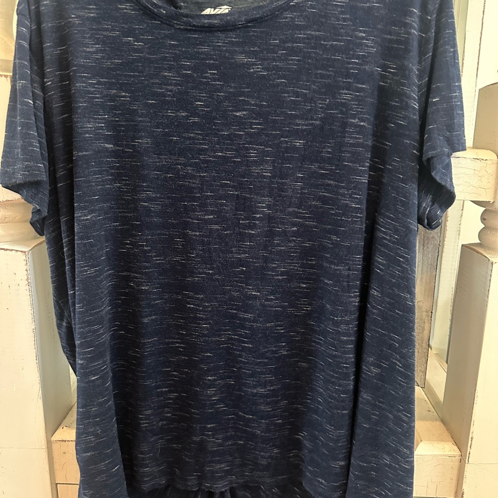 Avita Navy Heathered Short Sleeve Top